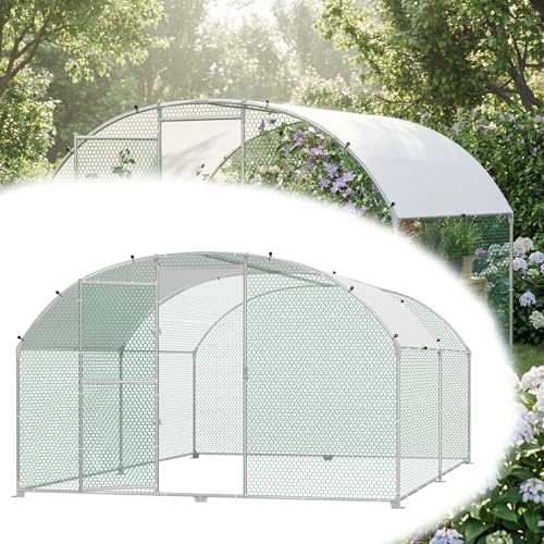 Suusolny Freilaufgehege Bogen Dach 3x4x2m Hühnerstall aus Verzinkter Stahl Mit PE Dachabdeckung Verdickte PVC Verbinder &Riegel für Haustierkäfig Hühnerkäfig Kleintiere Pflanzen