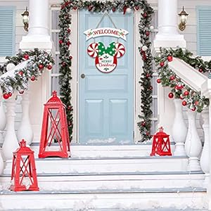 CIOEY Christmas Door Decor Mouse Welcome Door Sign, 2 Panels Wood Hanging Sign, Merry Christmas Decorations for Home Wall Christmas Party Supplies, Peppermint Decorative Home Porch Plaques CIOEY Christmas Door Decor Mouse Welcome Door Sign 2 Panels Wood Hanging Sign Merry Christmas Decorations for Home Wall Christmas Party Supplies Peppermint Decorative Home Porch Plaques