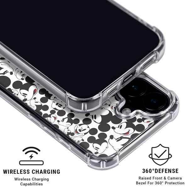 Skinit Phone Case Compatible with MagSafe iPhone 16 Plus - Officially Licensed Disney Mickey Mouse Face Pattern Design