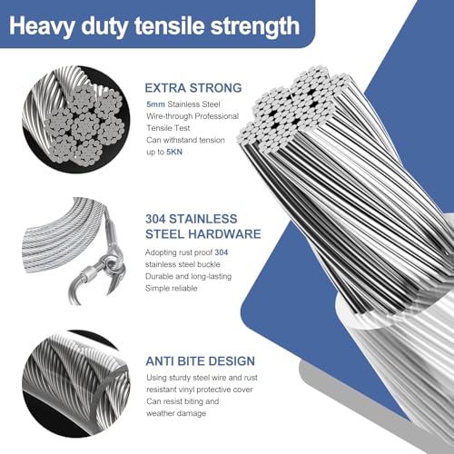 Image of Clothes Drying Rope 10 Meter with Hooks Heavy Duty Strong Steel Core Clothesline for Balcony Bathroom Travel & Camping Rust-Resistant Laundry Drying Wire for Indoor & Outdoor Use, Silver, 3mm