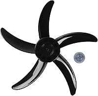 Vista 1 de iiniim 5 hojas de plástico ventilador hoja hogar pedestal ventilador ventilador mesa ventilador pieza de repuesto con cubierta de tuerca negro