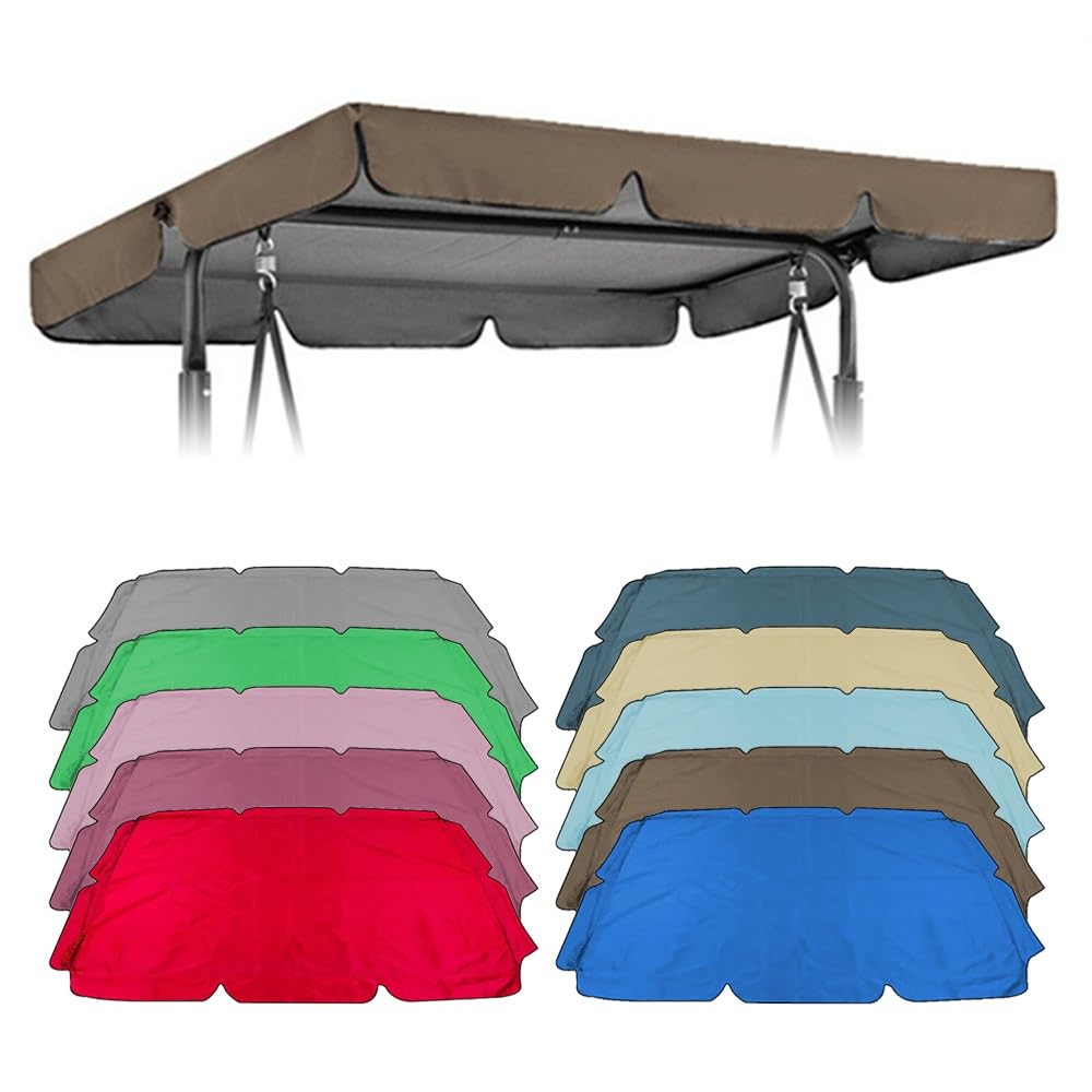 SMCMGECEUZ Universal Swing Canopy Replacement Garden Swing Chair Canopy Replacement Top Cover, Waterproof Top Cover For Patio Swings 56x47 65x45 75x52 77x49in(Brown,195x125cm(77x49in))