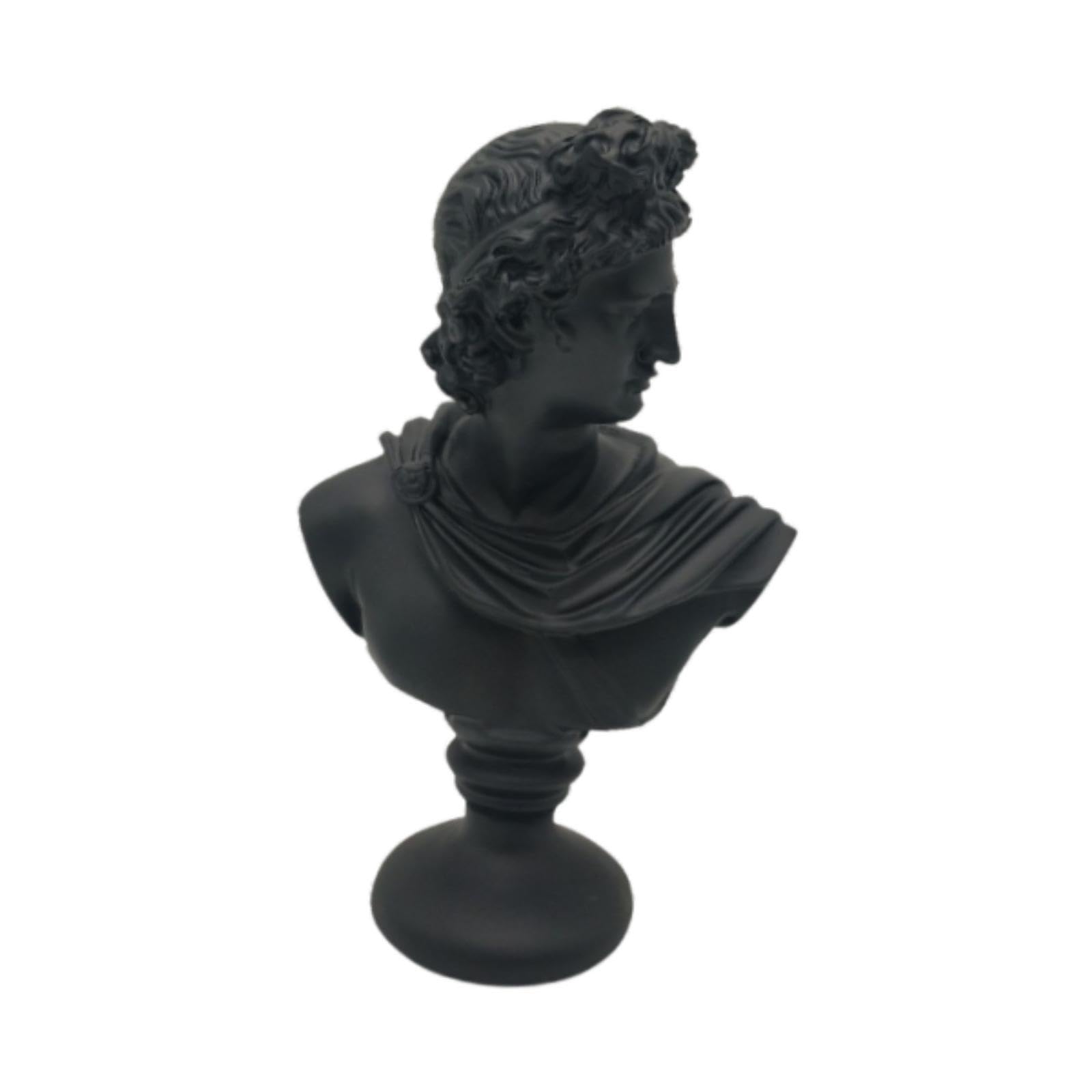 Busto de de la mitología Griega clásica. Regalo excepcional. Esculturas de Resina meticulosamente elaboradas para entusiastas del Arte. Decoración, Apolo Negro