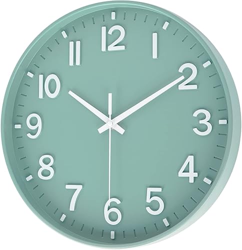 Miniatura 2 de HZDHCLH Reloj de pared de cuarzo moderno, funciona con pilas, 12 pulgadas, silencioso, sin tictac, números 3D, reloj redondo para pared, reloj de