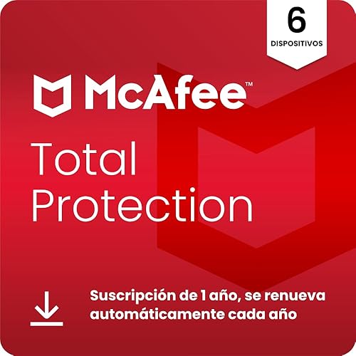 McAfee Total Protection para 6 Dispositivos 2026, 12 meses, Exclusivos de Amazon | Antivirus, VPN, software de seguridad | Suscripción con renovación automática | Descargar - Chollo en Software