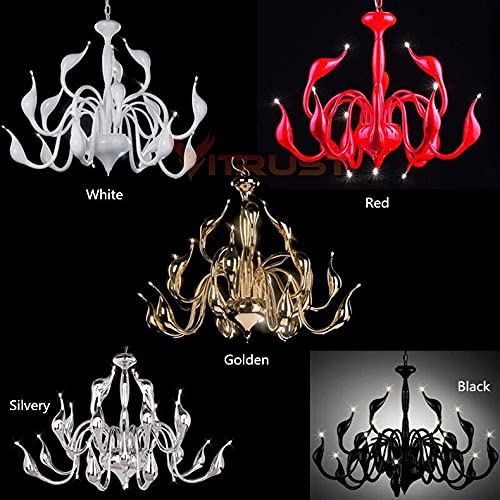 Elegante lampadario a LED a Forma di Cigno Color Argento - Stile Art Déco a 6 Candele, Compatibile con lampadine G4, Perfetto per Ambienti Moderni e Loft, Illuminazione d'arredo di