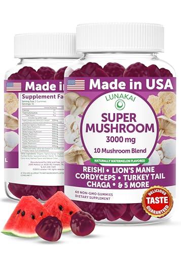 19% off - Lunakai USA Made Super Mushroom Gummies for Adults &ndash; 10-in-1 Adaptogenic Mushroom Supplement with...