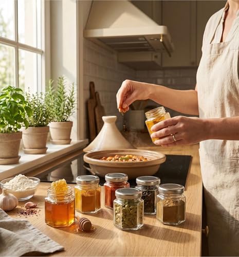 Image of 50 ML Hexagonal shape Jar for chutny Sause and Honey
