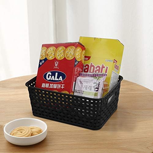 Yarebest 6-pack Weave Baskets, Plastic Small Basket, Black