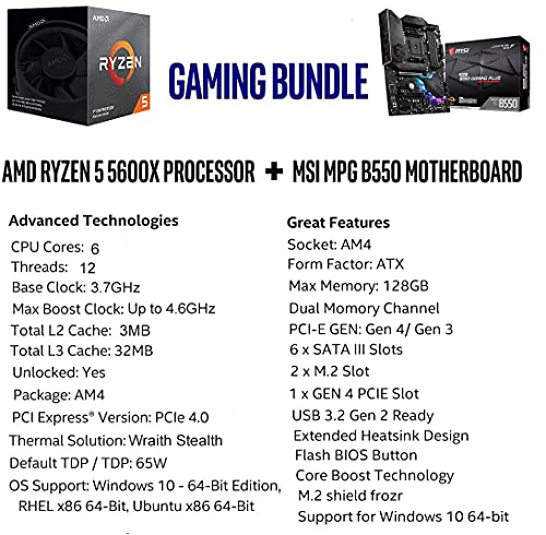 INLAND Micro Center AMD Ryzen 5 5600X Desktop Processor 6-core Up to 4.6GHz Unlocked with Wraith Stealth Cooler Bundle | MSI MPG B550 Gaming Plus ATX Gaming Motherboard (AMD AM4, DDR4, PCIe 4.0, M.2) 4 INLAND Micro Center AMD Ryzen 5 5600X Desktop Processor 6-core Up to 4.6GHz Unlocked with Wraith Stealth Cooler Bundle | MSI MPG B550 Gaming Plus ATX Gaming Motherboard (AMD AM4, DDR4, PCIe 4.0, M.2) - Image 2