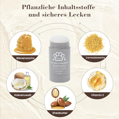 Tinioey Pfotenbalsam Hund (68g Stick) - heilt, repariert und regeneriert trockene, rissige & beschädigte Pfoten, Pfotenpflege Pfotenschutz Hund, Hundepfoten Balsam, Hundezubehör, Hunde Geschenke