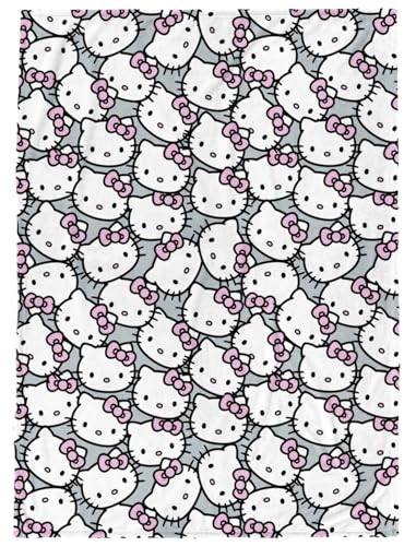 Jay Franco Plush Throw Blanket – 46' x 60' Inch Soft & Cozy Fleece Throw for Bedroom & Couch Décor, Official Licensed Product, White - Hello Kitty