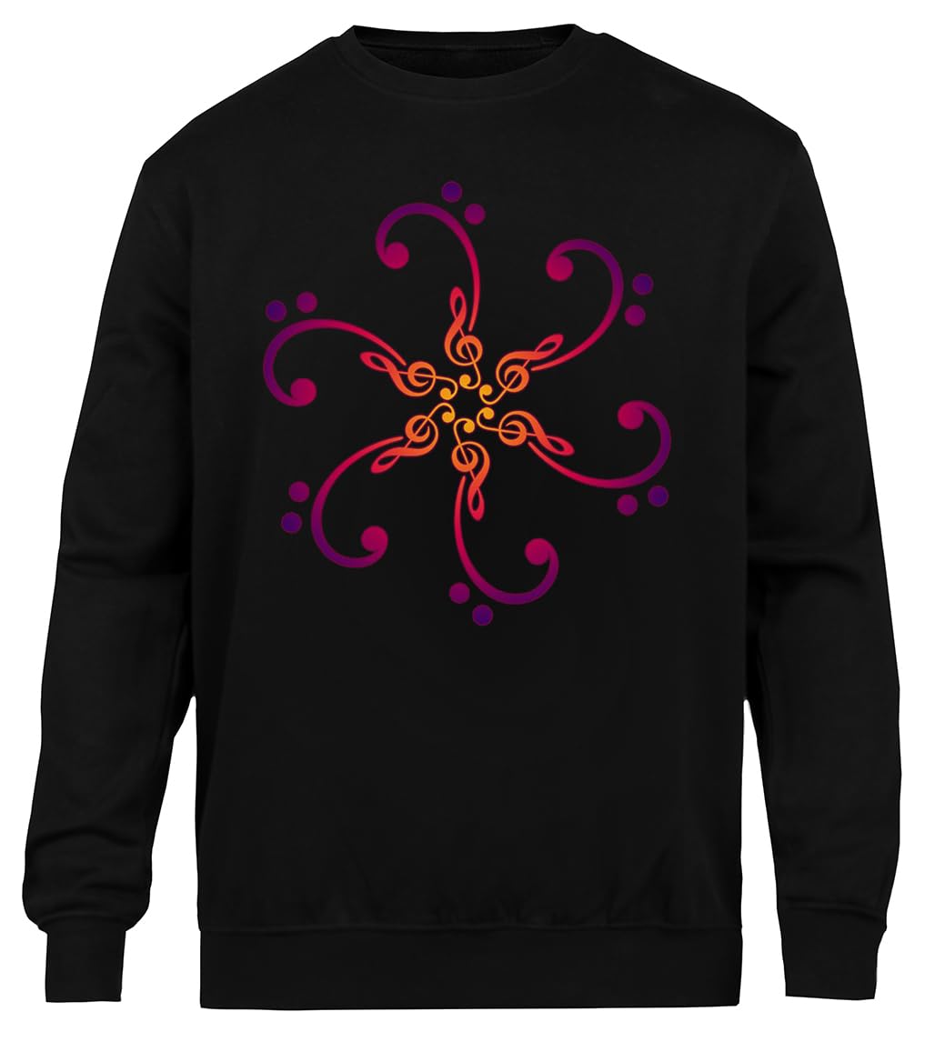 Musica Chiave di Basso Treble Sweatshirt Nera Unisex Eco-Friendly Unisex Black Sweatshirt Eco-Friendly Crewneck