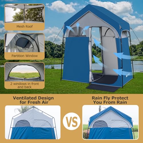 Leader-Accessories-Camping-Shower-Tent-Portable-Easy-Set-Up-2-Rooms-Shower-Tent-Water-Resistant-Outdoor-Privacy-Changing-Tent-Perfect-for-Shower-Portable-Toilet-Camping-Dressing-Outdoor