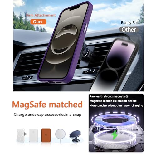 Image of Magnetic iPhone 16E /17e case,Compatible with Magsafe, Military-Grade Protection,Slim Translucent Matte Shockproof with Anti-Scratch Anti-Fingerprint Phone Cover (deep Purple, iPhone 16E /17e)