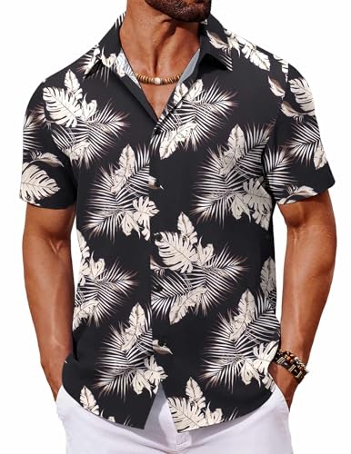 COOFANDY Mens Hawaiian Shirt Short Sleeve Button Down Shirts Trop...