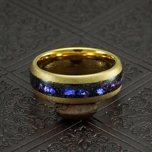 100S JEWELRY Engraved Personalized Gold Sandblast Orion Nebula Galaxy Tungsten Rings For Men Wedding Promise Band Size 6-164