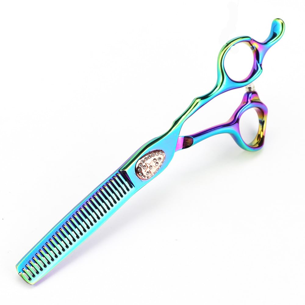 Ciseaux amincissants en acier 440C avec gemme verte pour coiffeur