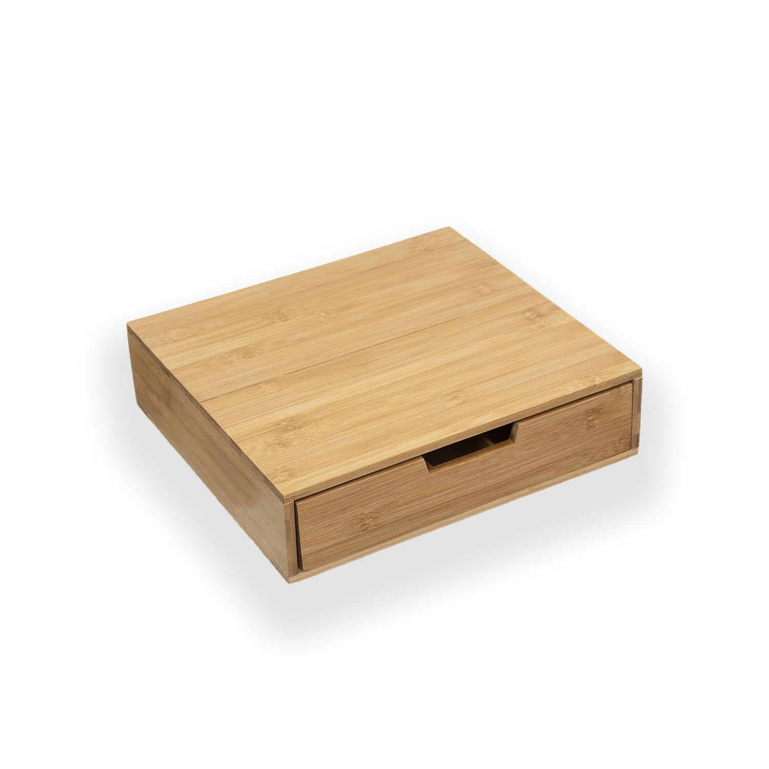 Portacapsule Bambù 1 Cassetto Scomparti Organizzatore Capsule Cialde Tisane Tè Bustine Di Zucchero Bicchierini 30,5x34,5x8Cm