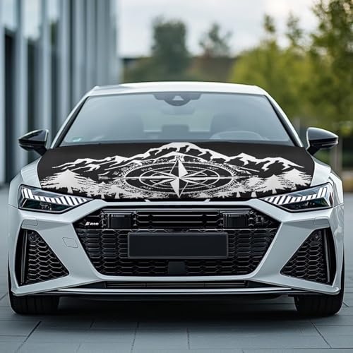 Image of Car Hood Cover Protector Car Decor Accessories Can be Washed Elastic Fabrics Hood Wrap Blanket for Most Cars SUV Truck, Mountain Pointer