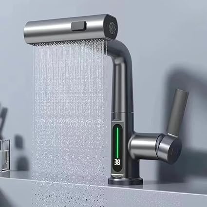 IFI Premium Sink Faucet - Tap for Kitchen or Bathroom Sink with Multi Functional & Multi Directional Tap and LED Temperature Display