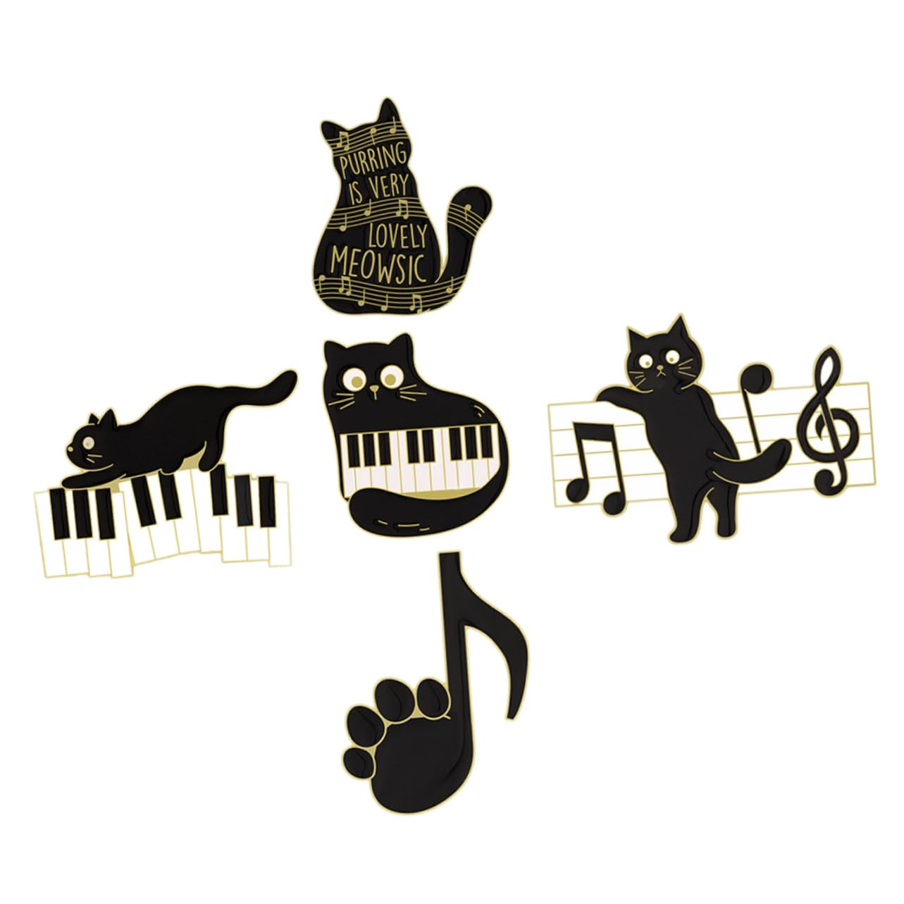 Healvian Spilla Corpetto Spillo Perni Spilla Con Animali Carino Spille Distintive Pin Per Gatto Vestiario Spilla Per Abbigliamento Smalto Musicale A Tema Black Lega