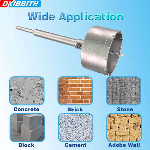 Image of 4-1 /4 inch Concrete Hole Saw, 110mm Tungsten Steel Core Bit for Cinder Block, Brick, Rock, Plank Walls for Pipes or mini Split Lines, with SDS Plus Shank and 2 Center Positioning Drill Bits.