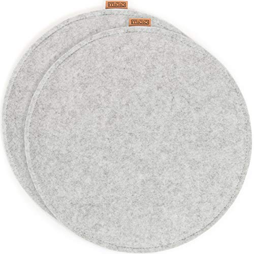 Miqio Cuscini di seduta di design feltro rotondo ø35 cm | Set di 2 | Cuscini per sedia lavabili e antiscivolo | Cuscini da giardino e da panchina accoglienti