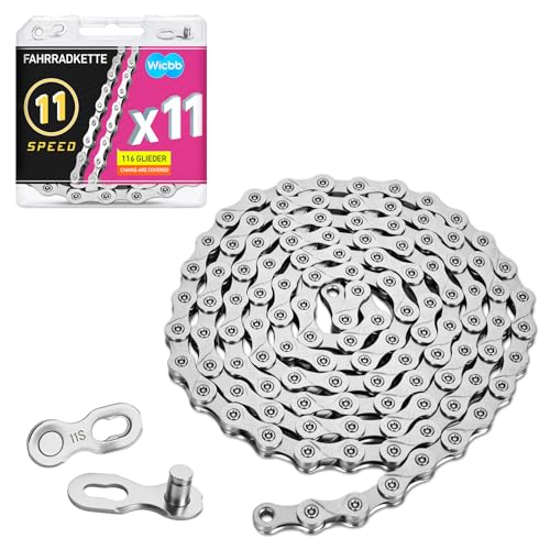 11-Fach MTB Fahrradkette 116 Glieder Mit Kettenschloss: 11 Speed Fahrrad Kette Silber 116 Kettenglieder für Mountainbike Sportbike Langlebige Bicycle Chain Kompatibel mit Verschiedenen Fahrradtypen