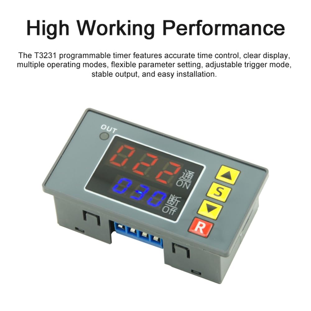 Irfora T3231 - Controllo programmabile del tempo, ritardo digitale, interruttore relè a 1 via, uscita attiva, funzionamento automatico del trigger manuale, riserva, interfaccia trigger esterna