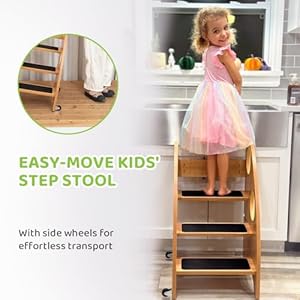 Strongtek toddler step stool for kitchen and bathroom kids step stool for learning toddler kitchen stool helper and toddler standing tower 28 high with wheels and handles 350 lbs capacity  urban country home decor