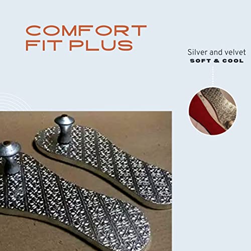 Image of Silver Chappal for Men Women | Khadau Slippers with Silver Layering for holy Purpose