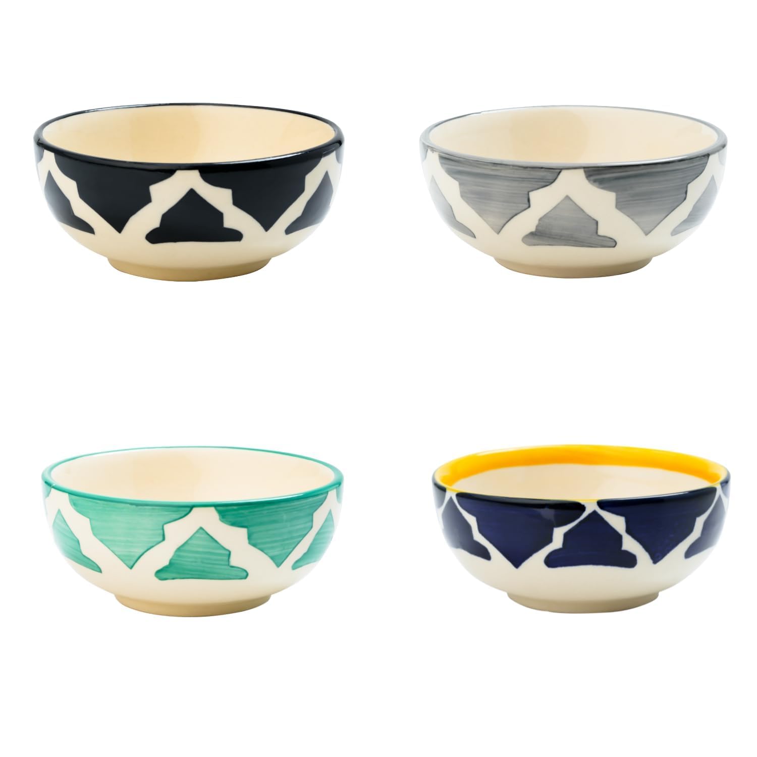 Elegant and Colorful Porcelain Ceramic Bowls Set of 4, 75ml, 8.5cm | Microwave & Dishwasher Safe | Ideal for Dessert, Rice, Yoghurt, Spices, Nuts & Fruits | Elevate Your Dining Experience
