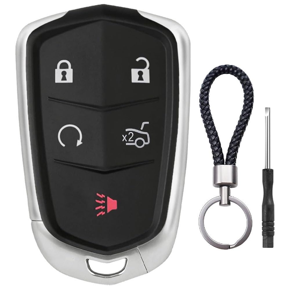 Key Fob Case for Cadillac XTS XT4 XT5 XT6 ATS ATS-v SRX CT6 CTS 2014 2015 2016 2017 2018 2019 2020 2021 2022 2023 HYQ2AB HYQ2EB 5 Button Pad Cover Keyless Entry Remote Car Key Fob Shell Replacement