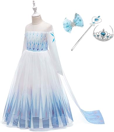 Amazon Shinykids 子供 用 アナと雪の女王2 エルサ ドレス プリンセス ドレス コスチューム キッズ ディズニープリンセス 変身プリンセス ハロウィーン クリスマス パーティー 仮装 演出 子供変装 舞台服 学園祭 プリンセスなりきり 誕生日 プレゼント 4点セット