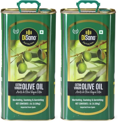 Image of DiSano Extra Virgin Olive Oil 5L, Cold Pressed, First Extraction, Ideal for Sauteing, Grilling & Dressing (Pack of 2)