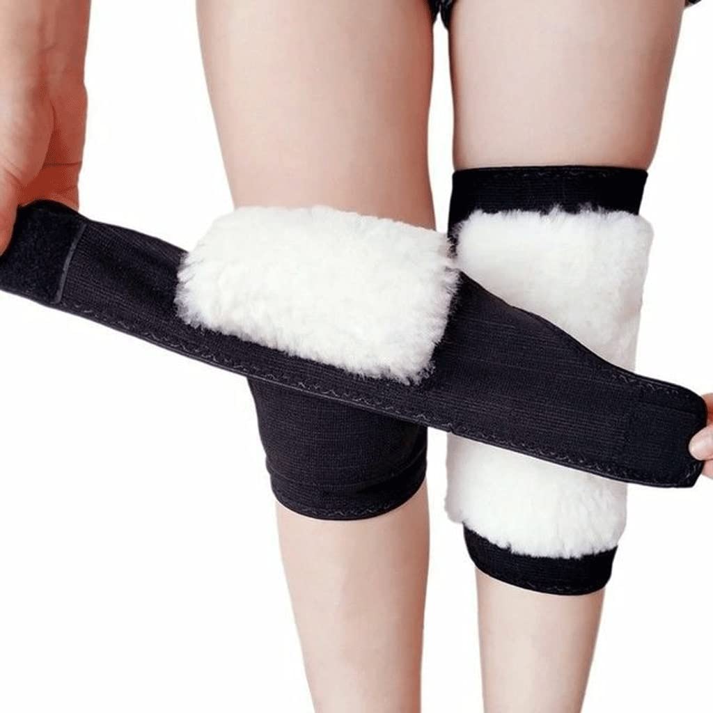 Thermo-Knie- und Gelenkwärmer, für den Winter, Schafwolle, flexible Polsterung, dick, einfarbig, Wärme