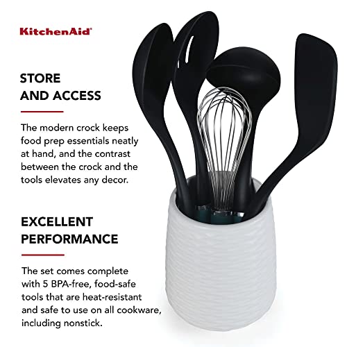 KitchenAid Conjunto de ferramentas e gadgets com pote de barro, 6 peças, azul piscina
