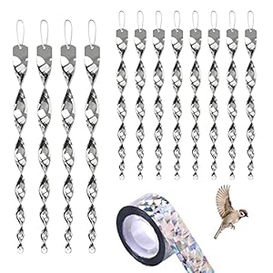 YouMen 12 stuks vogelafstotende staven (30 cm) & 1 stuks vogelafstotende schriktape (80 m) Vogelverschrikkers voor tuinen Vogelafschrikmiddel Reflecterende vogelverschrikkerstangen Houd vogels weg van uw huis, tuin, terras