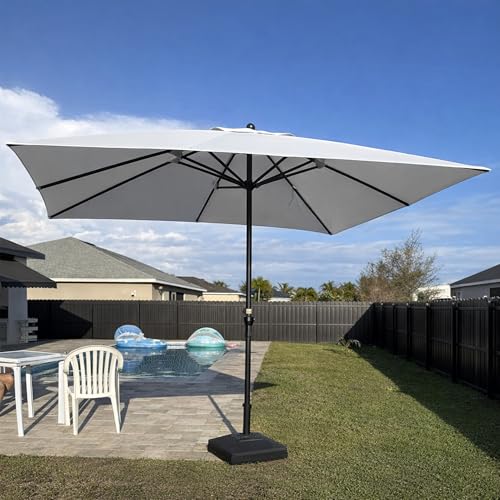 Image of PURPLE LEAF Outdoor Market Umbrella 10' x 10' Square White 8 Metal Ribs