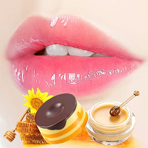 2Pcs Bee Balm,Bee Balm Lip Balm Honey Pot,Honey Lip Mask,Lip Balm,Lip Exfoliating Bee Balm Sleeping Lip Mask With Brush Lip Care Products #TOP6
