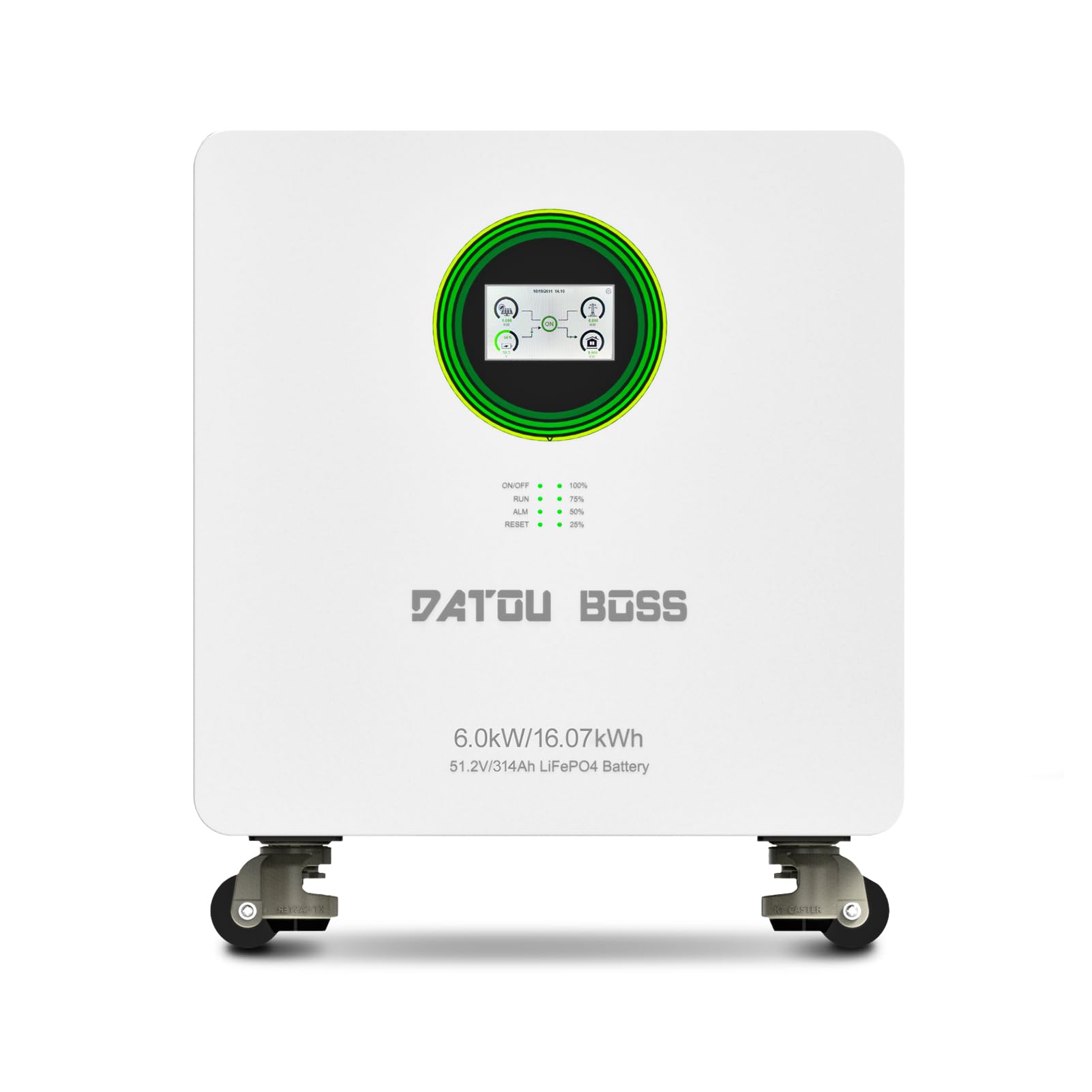 DATOUBOSS 48V 314Ah 16.07kWh Batteria LiFePO4 con Inverter Ibrido All-in-One da 6000W, Ingresso PV 9000W con Modulo WiFi, 8000+ Cicli di Carica, Plug & Play ideale per Stoccaggio PV, Stoccaggio Solare