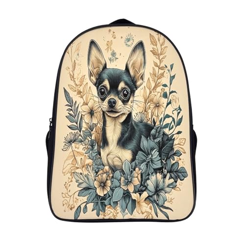 Sac à dos imprimé Chihuahua pour le collège et les voyages des adolescents
