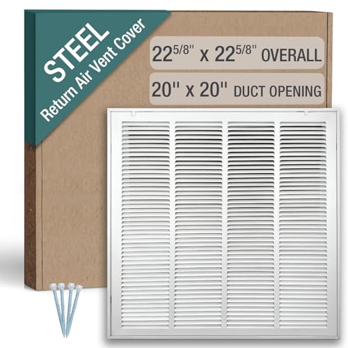 Hoovate 20 x 20 Inch (Duct Opening) Return Air Filter Grille for 1 Inch Filters, HVAC Vent Cover for Wall & Ceiling, Powder-Coated Steel with Removable Door