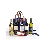 Cellier du Périgord   Grands Vins 6 Bouteilles 2025, Lussac Saint Émilion, Monbazillac, Cahors, Tariquet, sac feutre bleu 25x18x28cm