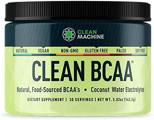 Clean BCAA - Natural Food Sourced BCAAs & Coconut Water Electrolytes - Award Winning Vegan Amino Acid Supplement - Unflavored - 143g