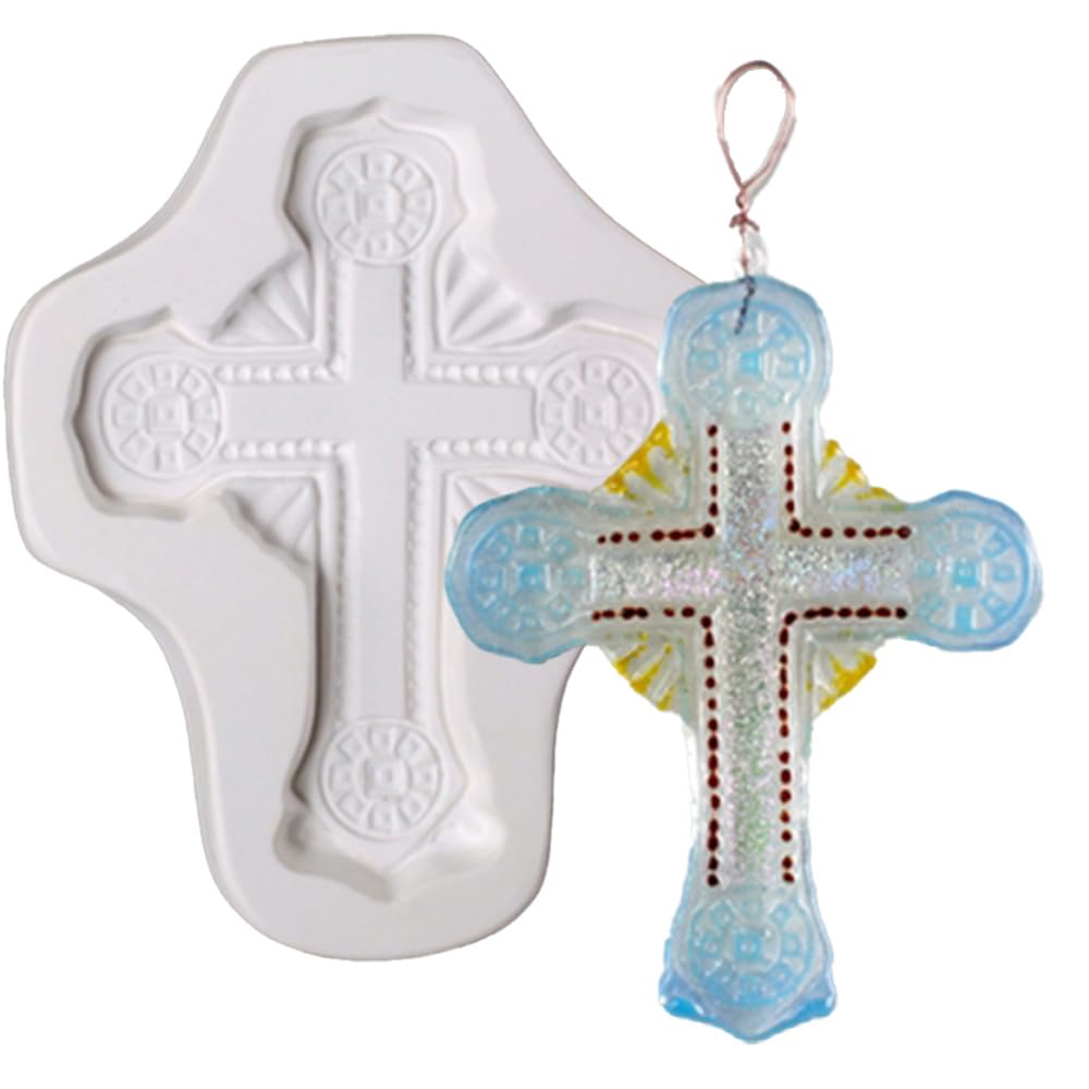 Ornate Cross Glass Fusing Kiln Mold