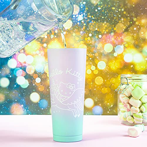 Image of Zak Designs Sanrio Hello Kitty Vacuum Insulated Stainless Steel Travel Tumbler with Splash-Proof Lid, Includes Reusable Plastic Straw and Fits in Car Cup Holders (18 /8 SS, 25 oz)