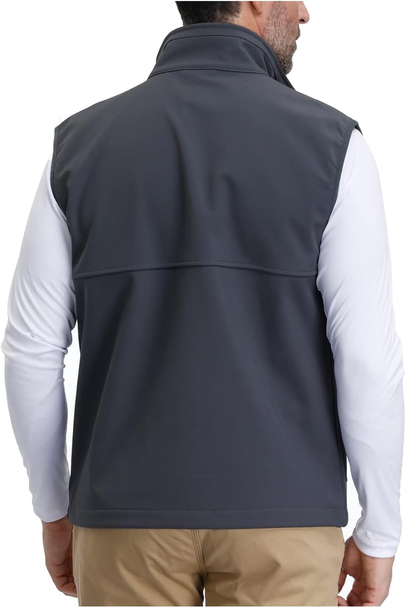 MOHEEN Men's Fleece Vest Outdoor Full Zip Softshell Sleeveless Jacket with Pockets
