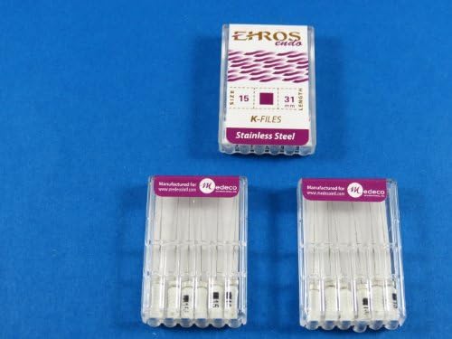 Dental Endodontic Files K 31 mm No 15 Stainless Steel Kit 3 / Pack EHROS